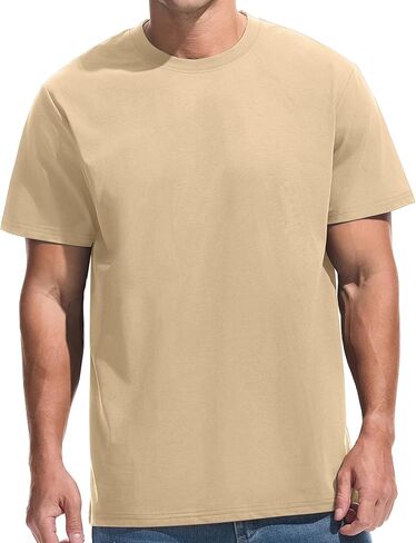 VEIISAR Men's Midweight Crew Neck T-Shirt - 210GSM Soft Cotton Blend, Regular Fit for Cooling Comfort in Saudi Arabia