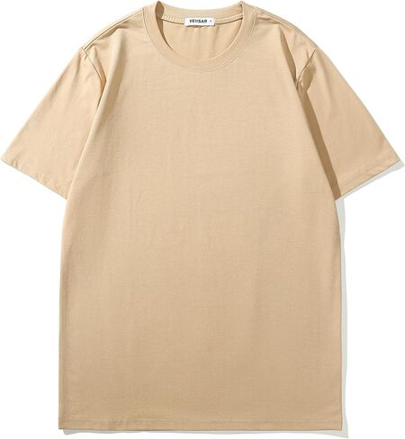 VEIISAR Men's Midweight Crew Neck T-Shirt - 210GSM Soft Cotton Blend, Regular Fit for Cooling Comfort in Saudi Arabia
