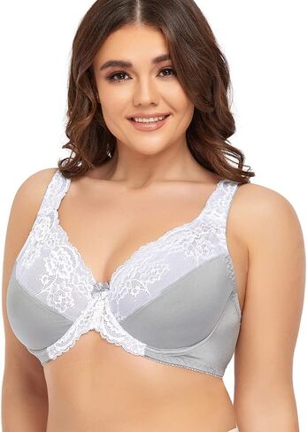 Women's Bras Sexy Lace Full Coverage Plus Size Underwire Non Padded Minimizer in Saudi Arabia