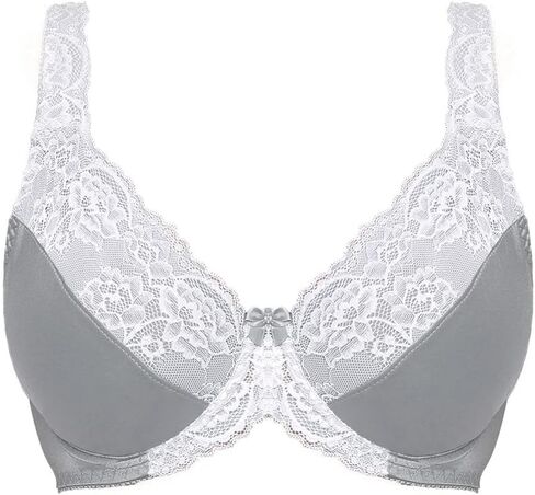 Women's Bras Sexy Lace Full Coverage Plus Size Underwire Non Padded Minimizer in Saudi Arabia