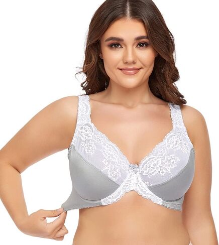 Women's Bras Sexy Lace Full Coverage Plus Size Underwire Non Padded Minimizer in Saudi Arabia