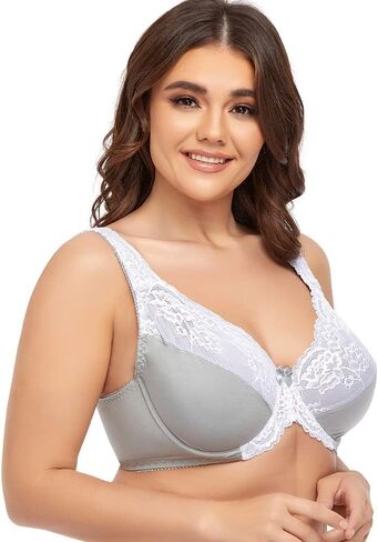 Women's Bras Sexy Lace Full Coverage Plus Size Underwire Non Padded Minimizer in Saudi Arabia