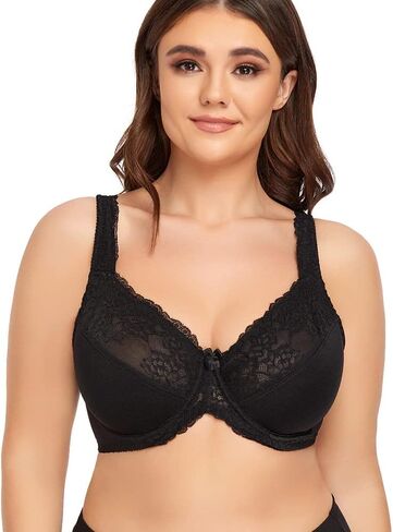 Women's Bras Sexy Lace Full Coverage Plus Size Underwire Non Padded Minimizer in Saudi Arabia