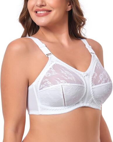 TELIMUSSTO Women's Full Coverage Wirefree Bra, Plus Size Support Minimizer Bra, Non Padded Comfort Everyday Bra in Saudi Arabia