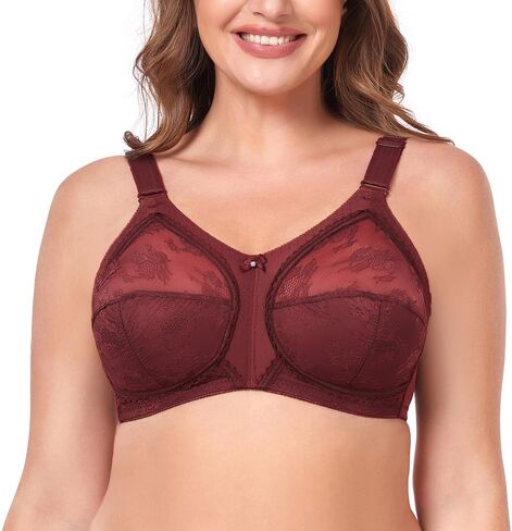 TELIMUSSTO Women's Full Coverage Wirefree Bra, Plus Size Support Minimizer Bra, Non Padded Comfort Everyday Bra in Saudi Arabia