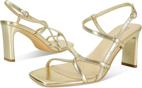 SOVANYOU Women's Heels Square Open Toe Strappy Heels Chunky High Heel Ankle Strap Heeled Sandals Comfort Dress Party Shoes in Kuwait