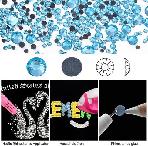 Blinginbox الإصلاح العاجل حجر الراين 2 صندوق إجمالي 5200 قطعة حجم مختلط بلورات زجاجية مستديرة لصنع المجوهرات (كريستال) in Kuwait