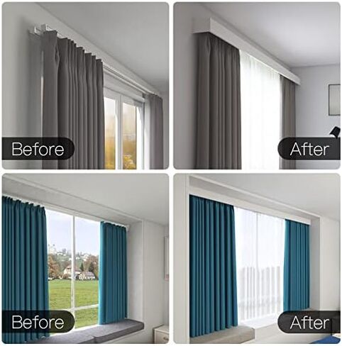 zshine Four-in-One Curtain Pelmet with Double Rails Decorative Panel and Optional Smart Light Belts Ceiling Mounting Customize Length for Living Room Bedroom Kitchen Room… in Kuwait