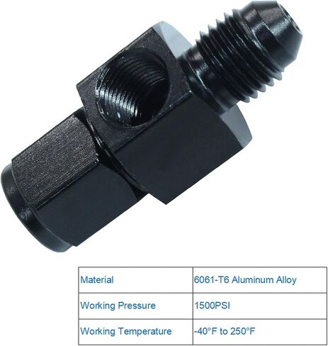 Zorfeter 6AN Fuel Pressure Take Off Fitting Male Flare to -6 Female Swivel with 1/8 NPT Gauge Port Fuel Adapters Aluminum Black in Saudi Arabia