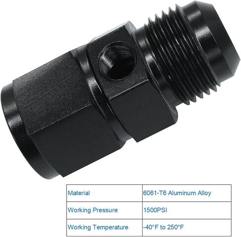 Zorfeter 6AN Fuel Pressure Take Off Fitting Male Flare to -6 Female Swivel with 1/8 NPT Gauge Port Fuel Adapters Aluminum Black in Saudi Arabia