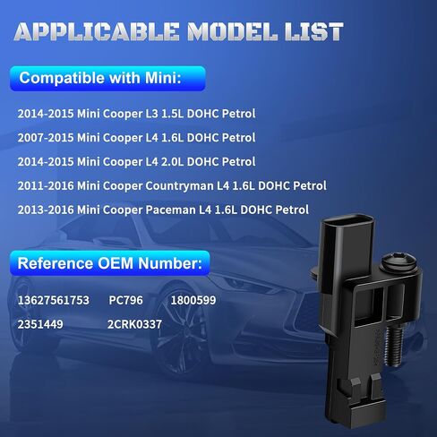 Engine Crankshaft Position Sensor Compatible with Mini Cooper 2007 2008 2009 2010 2011 2012 2013 2014 2015, Cooper Countryman 2011-2016, Paceman 2013-2016 Replaces 13627561753, PC796 in Saudi Arabia