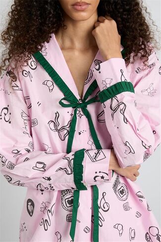 Thopavenoir Women 2 Piece Christmas Pajamas Set Cute Bow Tie Long Sleeve Button Down Shirt High Waist Wide Leg Pants Pj Set in Kuwait
