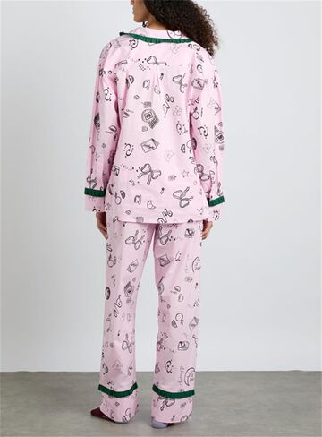 Thopavenoir Women 2 Piece Christmas Pajamas Set Cute Bow Tie Long Sleeve Button Down Shirt High Waist Wide Leg Pants Pj Set in Kuwait