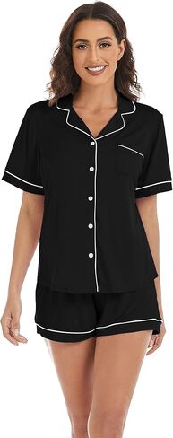 LUBOT Womens Pajamas Set for Women Soft 2 Piece PJ Set Button Down Ladies Comfy Short Long Sleeve Sleepwear Set S-XXL in Saudi Arabia