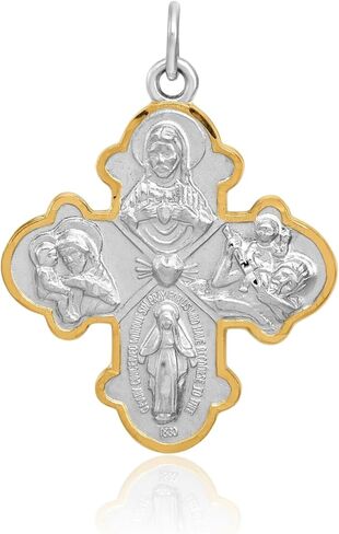 IceCarats 925 Sterling Silver Four Way Holy Cross Religious Medal Necklace Christian Pendant Scapular Charm in Kuwait