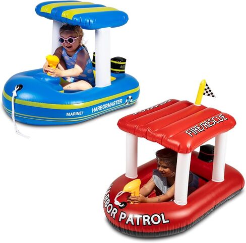 Zone Tech Inflatable Patrol Boat Pool Float and Harbor Master Boat Pool Float Ride On Fun Water Toy Squirter in Kuwait
