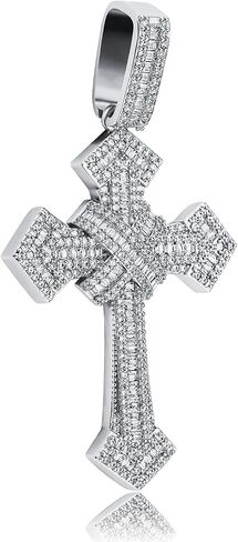 14K Gold Over S925 Vintage Cross Pendant with Sparkling Pavé Moissanite – Distinctive Hip-Hop Men's Necklace, The beautiful Gift for Birthdays & Special Occasions,Father's Day Gift in Saudi Arabia