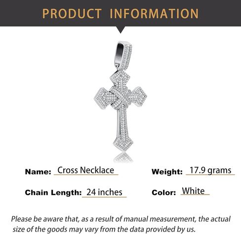 14K Gold Over S925 Vintage Cross Pendant with Sparkling Pavé Moissanite – Distinctive Hip-Hop Men's Necklace, The beautiful Gift for Birthdays & Special Occasions,Father's Day Gift in Saudi Arabia