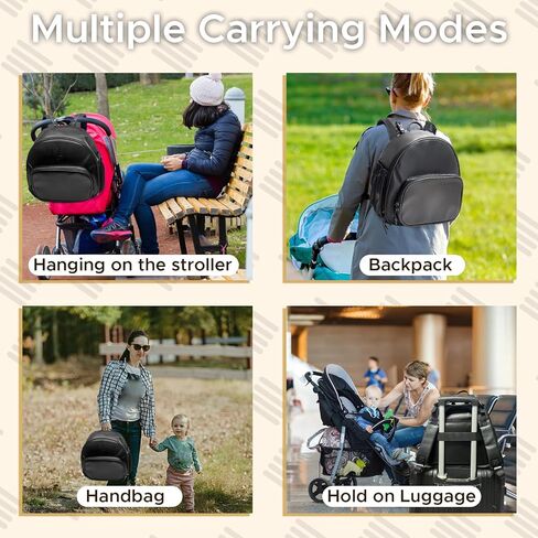 حقيبة ظهر صغيرة حفاضات مع حقيبة حفاضات على ظهر حقيبة الظهر من وسادة تتغير مع فتحة 180 درجة ، جيوب معزولة ، أشرطة عربات ، حقيبة ظهر للأطفال أسود للفتيات فتي in Kuwait