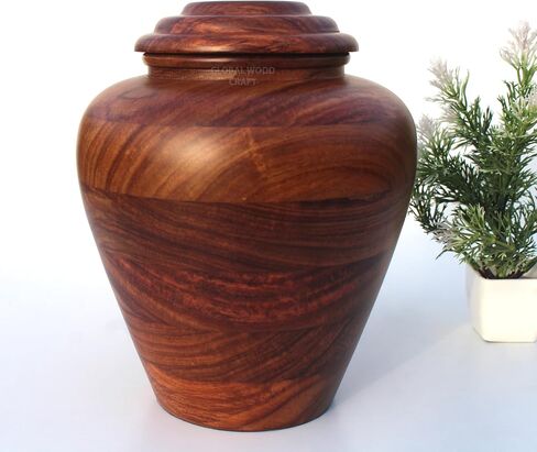 Rosewood Handmade Cremation Urn | Unique Design Turn Wood Adult Ash - Male & Female Ashes | Premium Quality Human Ash | Natural Wood Urn Large - 8 x10 (200) Cubic Inches in Saudi Arabia