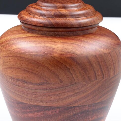 Rosewood Handmade Cremation Urn | Unique Design Turn Wood Adult Ash - Male & Female Ashes | Premium Quality Human Ash | Natural Wood Urn Large - 8 x10 (200) Cubic Inches in Saudi Arabia