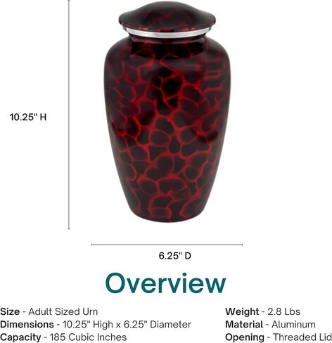 Green Harbor Cremation Urn for Ashes, Aluminum, Green Urn, Adult Sized Cremation Urn, 10.5 Inches High in Saudi Arabia