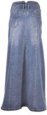 الأرداف الملتوية للنساء الرجعية A-LINE FISHLACTION LONG DENIM SKIRT WIND'S LARGE BODY DENIM TRIMER LONG SKIRT in Kuwait