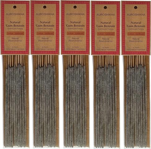 Natural Resin ~ Gum Benzoin ~ Loban - Sambrani Incense Sticks (5 Pack Total of 50 Sticks) in Saudi Arabia