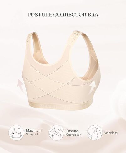 FeelinGirl Front Closure Post Surgery Compression Bra with Adjustable Straps Wireless Breast Augmentation Post Op Bras in Saudi Arabia