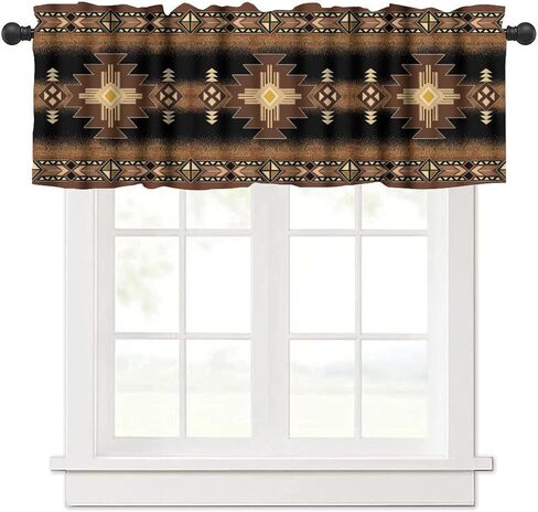 Aztec Vintage Valance Curtains Navajo Tribe Abstract Geometric Ethnic Art Patterns Window Treatments for Bedroom Kitchen Living Room Office 54x18inch in Saudi Arabia