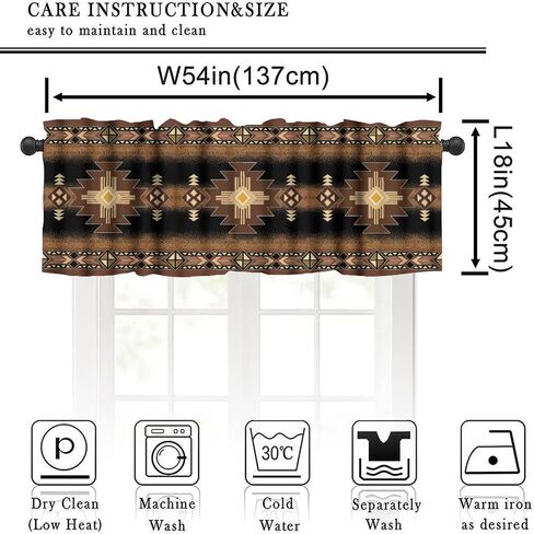 Aztec Vintage Valance Curtains Navajo Tribe Abstract Geometric Ethnic Art Patterns Window Treatments for Bedroom Kitchen Living Room Office 54x18inch in Saudi Arabia