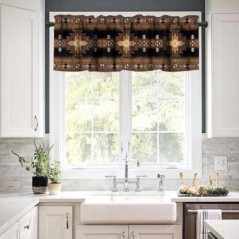 Aztec Vintage Valance Curtains Navajo Tribe Abstract Geometric Ethnic Art Patterns Window Treatments for Bedroom Kitchen Living Room Office 54x18inch in Saudi Arabia