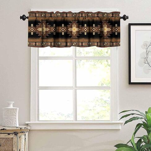 Aztec Vintage Valance Curtains Navajo Tribe Abstract Geometric Ethnic Art Patterns Window Treatments for Bedroom Kitchen Living Room Office 54x18inch in Saudi Arabia