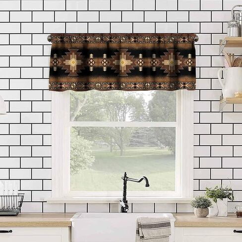 Aztec Vintage Valance Curtains Navajo Tribe Abstract Geometric Ethnic Art Patterns Window Treatments for Bedroom Kitchen Living Room Office 54x18inch in Saudi Arabia