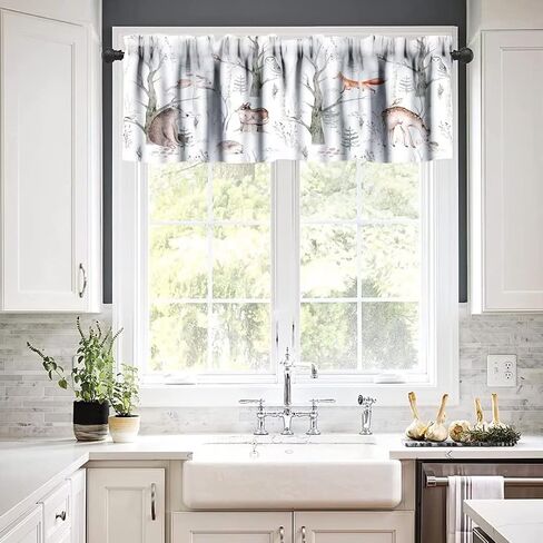 Forest Camouflage Valance Curtain, Forest Camo Conifer Oak Branches Leaves Mossy Hunting Lodge Camp Cabin Theme Windows Curtain Valance for Cottage Kitchen Dining Room, One Panel 54x18in in Saudi Arabia