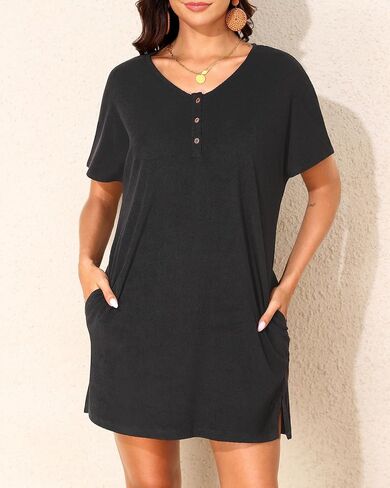 Pinup Fashion Women Women's Terry Cloth Swim تستر على الأكمام القصيرة مع جيوب in Saudi Arabia
