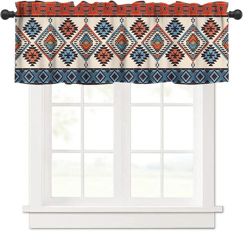 Aztec Vintage Valance Curtains Navajo Tribe Abstract Geometric Ethnic Art Patterns Window Treatments for Bedroom Kitchen Living Room Office 54x18inch in Saudi Arabia