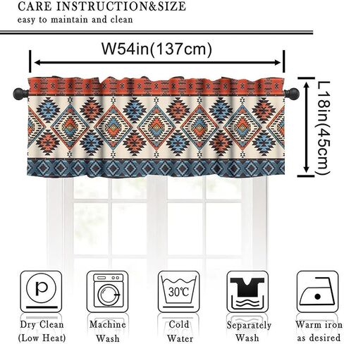 Aztec Vintage Valance Curtains Navajo Tribe Abstract Geometric Ethnic Art Patterns Window Treatments for Bedroom Kitchen Living Room Office 54x18inch in Saudi Arabia