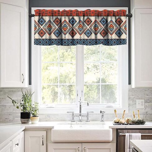 Aztec Vintage Valance Curtains Navajo Tribe Abstract Geometric Ethnic Art Patterns Window Treatments for Bedroom Kitchen Living Room Office 54x18inch in Saudi Arabia
