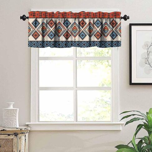 Aztec Vintage Valance Curtains Navajo Tribe Abstract Geometric Ethnic Art Patterns Window Treatments for Bedroom Kitchen Living Room Office 54x18inch in Saudi Arabia