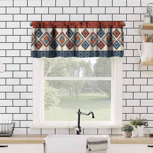 Aztec Vintage Valance Curtains Navajo Tribe Abstract Geometric Ethnic Art Patterns Window Treatments for Bedroom Kitchen Living Room Office 54x18inch in Saudi Arabia