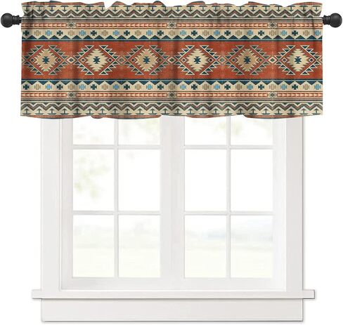 Aztec Vintage Valance Stertains Navajo Tribe Abstract Encetric Arc Types Windows Windows for Bedroom Bedich Kitch Room Office 54x18inch in Kuwait