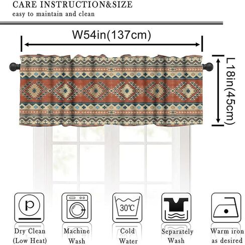 Aztec Vintage Valance Stertains Navajo Tribe Abstract Encetric Arc Types Windows Windows for Bedroom Bedich Kitch Room Office 54x18inch in Kuwait