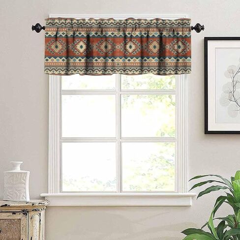 Aztec Vintage Valance Stertains Navajo Tribe Abstract Encetric Arc Types Windows Windows for Bedroom Bedich Kitch Room Office 54x18inch in Kuwait