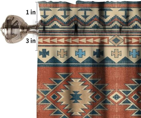 Aztec Vintage Valance Stertains Navajo Tribe Abstract Encetric Arc Types Windows Windows for Bedroom Bedich Kitch Room Office 54x18inch in Kuwait