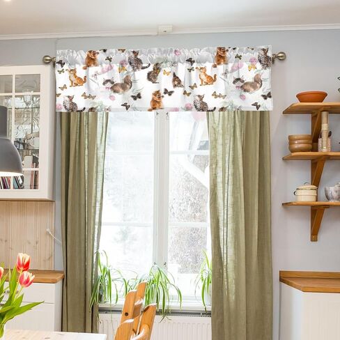 Frog Kitchen Curtains Valances for Windows Rod Pocket Short Window Treatment Decor for Farmhouse Bathroom Laundry Living Room Decor in Saudi Arabia