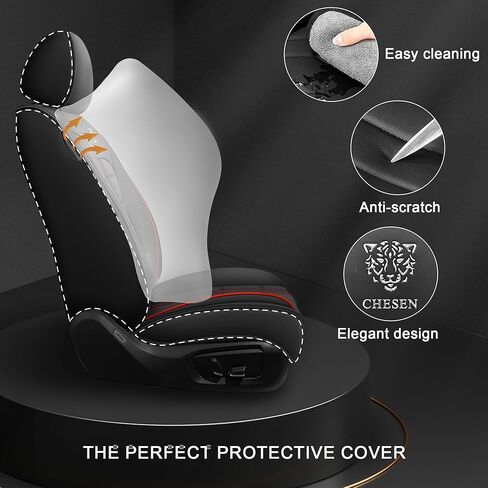 Car Seat Covers for Ford Fusion 2006-2020 Front Seat, Nappa Leather Vehicle Seat Protector, Stylish Waterproof Easy to Install, Breathable Auto Seat Cushion Cover.(Black&Red, Standard) in Saudi Arabia