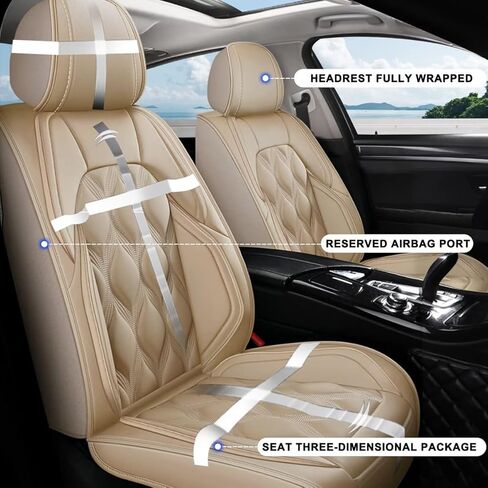 AOMSAZTO Full Set Seat Covers Fit for Subaru Outback 2007-2024 2025 Waterproof Faux Leather Car Seat Covers with Airbag Compatible(5 Seat,Black) in Kuwait