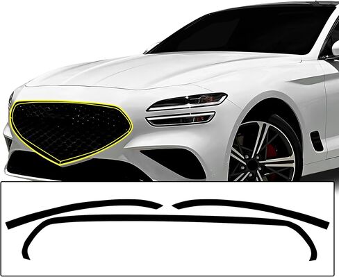 Bogar Tech Designs Front Chrome Delete Overlay Film متوافق مع Genesis G70 2022-2025 ، Gloss Black in Saudi Arabia