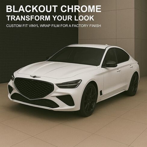 BOGAR TECH DESIGNS Front Chrome Delete Overlay Film Compatible with Genesis G70 2022-2025, Gloss Black in Saudi Arabia